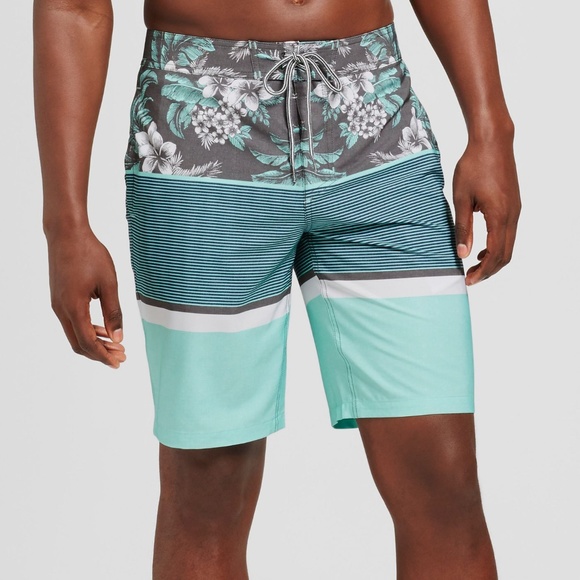 Goodfellow & Co Other - 10" Aqua Gray White Stoked Floral Board Short